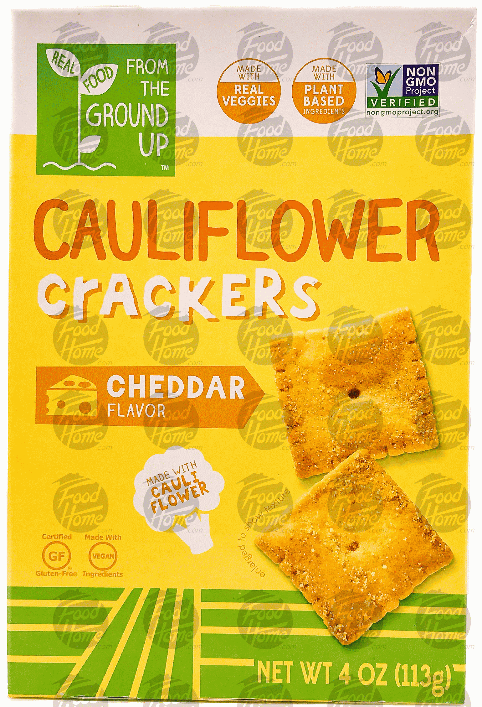 Real Food From the Ground Up  cauliflower crackers, cheddar flavor, box Full-Size Picture